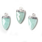 21x10mm Silver Leafed Amazonite faceted Point Pendant 1 piece - Beadsofcambay.com