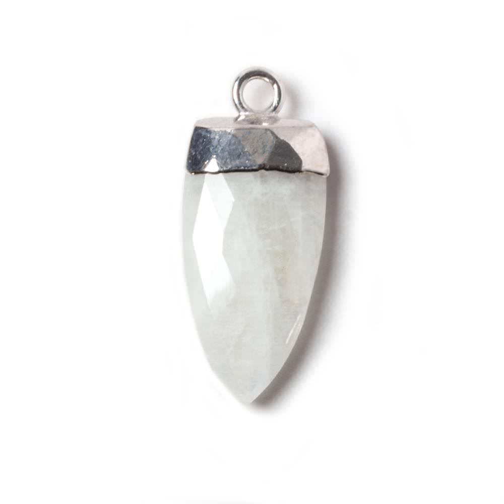 21x10mm Silver Leafed Rainbow Moonstone faceted Point Pendant 1 piece - Beadsofcambay.com