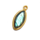 21x10mm Vermeil Bezel Labradorite Marquise Cabochon Pendant 1 piece - Beadsofcambay.com
