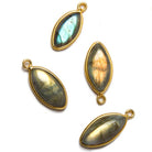 21x10mm Vermeil Bezel Labradorite Marquise Cabochon Pendant 1 piece - Beadsofcambay.com