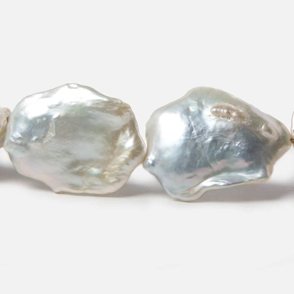 21x10x23-23x11x30mm Silver White Souffle Freshwater Pearls 16 inch 15 pieces - Beadsofcambay.com