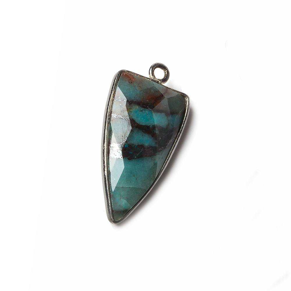 21x11mm Black Gold Bezel Chrysocolla faceted point 1 focal bead - Beadsofcambay.com