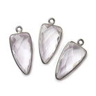 21x11mm Black Gold Bezel Pink Amethyst faceted point 1 focal bead - Beadsofcambay.com