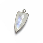 21x11mm Black Gold Bezel Rainbow Moonstone faceted point 1 focal bead - Beadsofcambay.com