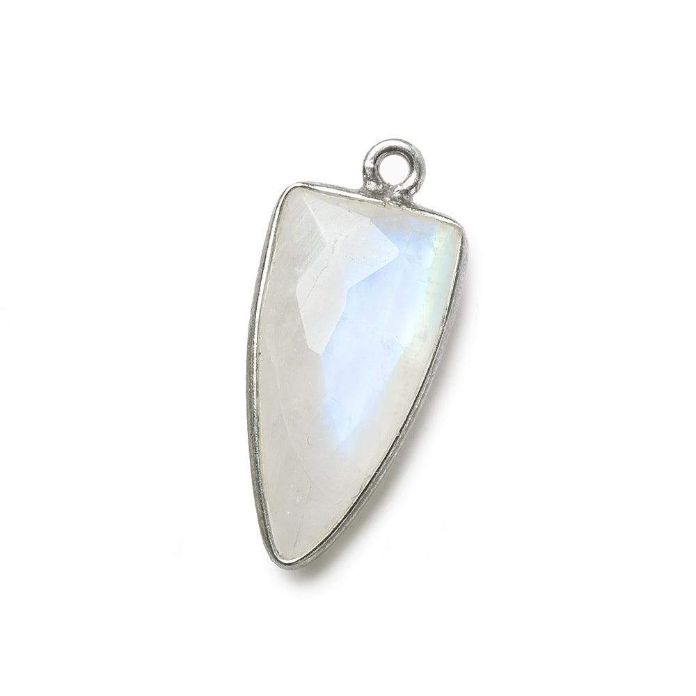 21x11mm Silver .925 Bezel Rainbow Moonstone Point 1 ring Pendant 1 piece - Beadsofcambay.com