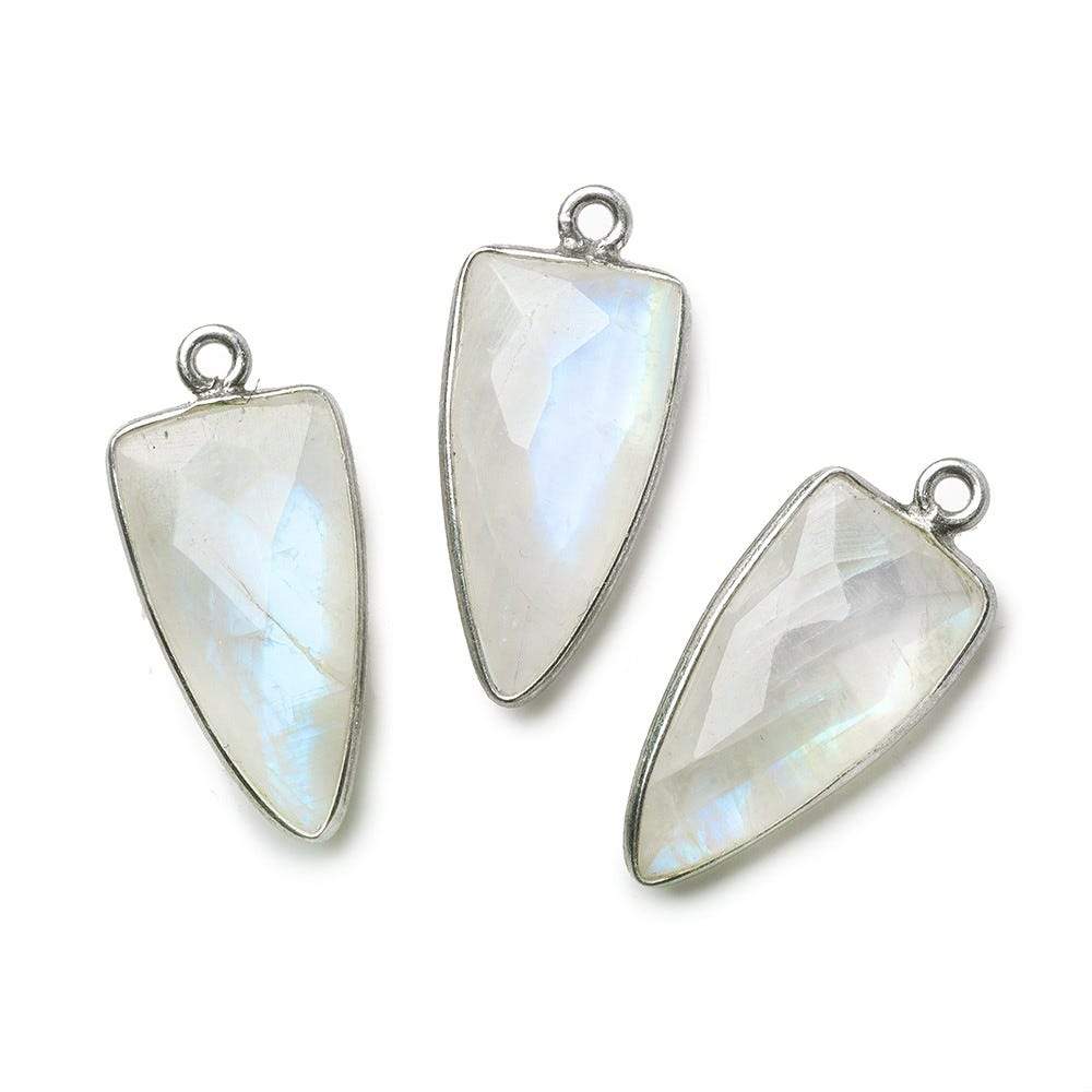 21x11mm Silver .925 Bezel Rainbow Moonstone Point 1 ring Pendant 1 piece - Beadsofcambay.com