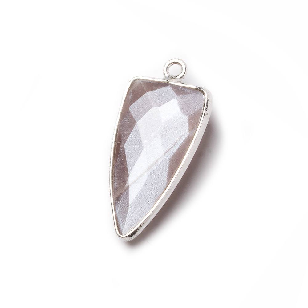 21x11mm Silver Bezel Chocolate Moonstone faceted point 1 focal bead - Beadsofcambay.com