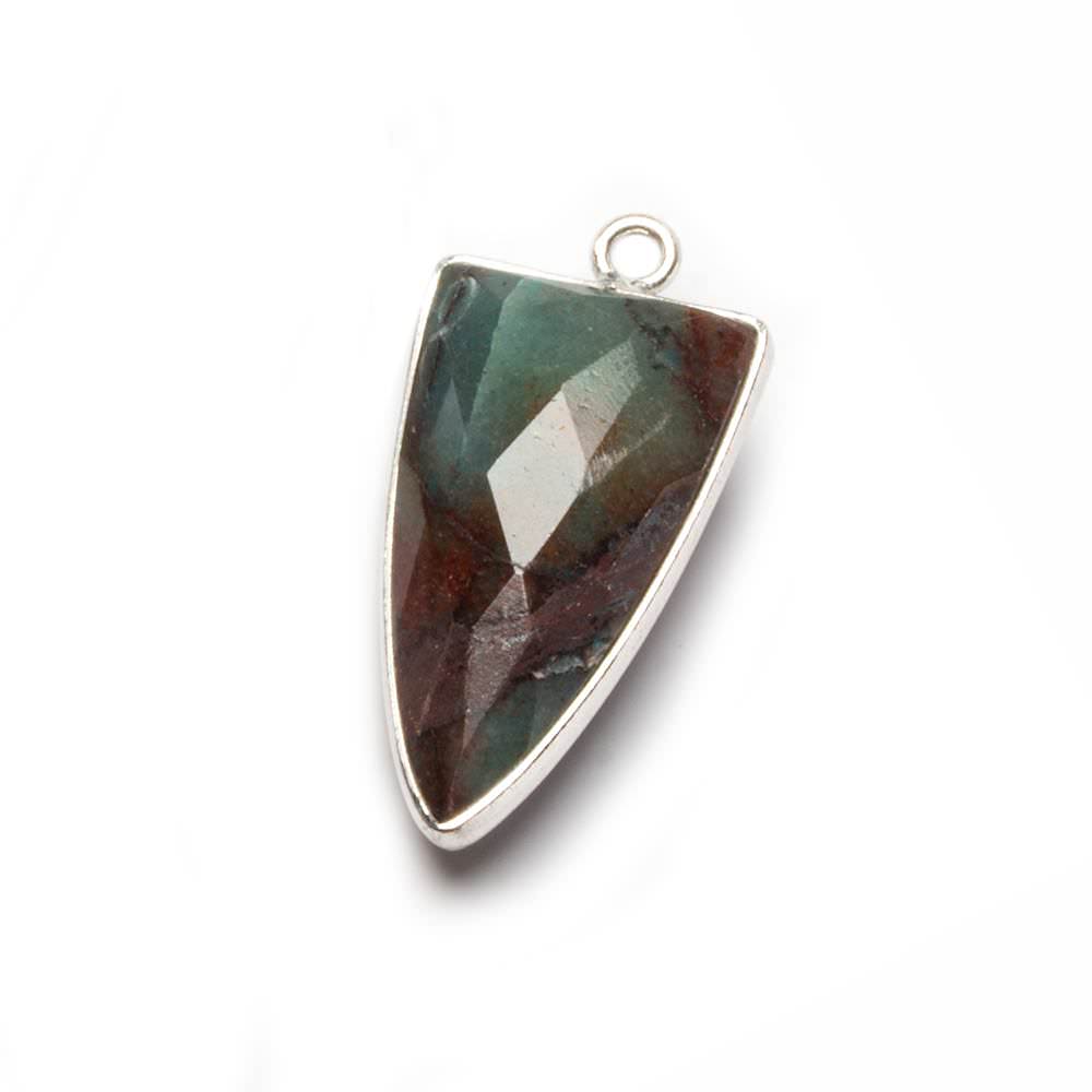 21x11mm Silver Bezel Chrysocolla faceted point 1 focal bead - Beadsofcambay.com