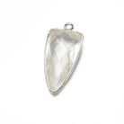 21x11mm Silver Bezel Crystal Quartz faceted point 1 focal bead - Beadsofcambay.com
