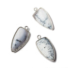 21x11mm Silver Bezel Dendritic Opal faceted point 1 focal bead - Beadsofcambay.com