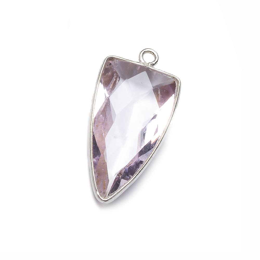 21x11mm Silver Bezel Pink Amethyst faceted point 1 focal bead - Beadsofcambay.com