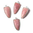 21x11mm Silver Bezel Pink Peruvian Opal faceted point 1 focal bead - Beadsofcambay.com