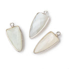 21x11mm Silver Bezel White Moonstone faceted point 1 focal bead - Beadsofcambay.com