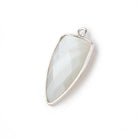 21x11mm Silver Bezel White Moonstone faceted point 1 focal bead - Beadsofcambay.com
