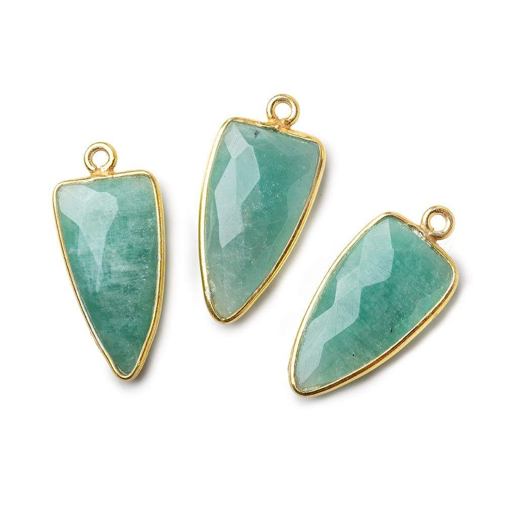 21x11mm Vermeil Bezel Amazonite faceted point 1 focal bead - Beadsofcambay.com