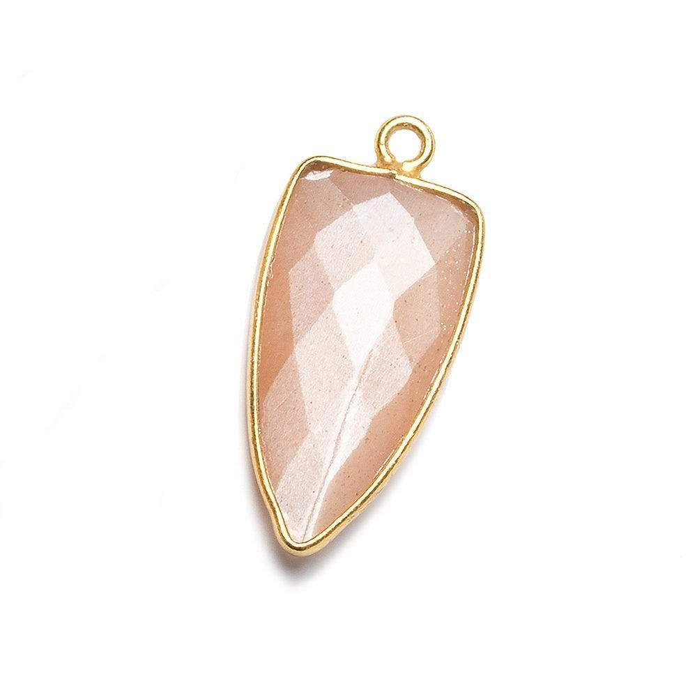 21x11mm Vermeil Bezel Angel Skin Peach Moonstone faceted point 1 focal bead - Beadsofcambay.com