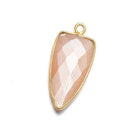 21x11mm Vermeil Bezel Angel Skin Peach Moonstone faceted point 1 focal bead - Beadsofcambay.com