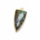 21x11mm Vermeil Bezel Chrysocolla faceted point 1 focal bead - Beadsofcambay.com