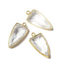 21x11mm Vermeil Bezel Crystal Quartz faceted point 1 focal bead - Beadsofcambay.com