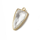 21x11mm Vermeil Bezel Crystal Quartz faceted point 1 focal bead - Beadsofcambay.com