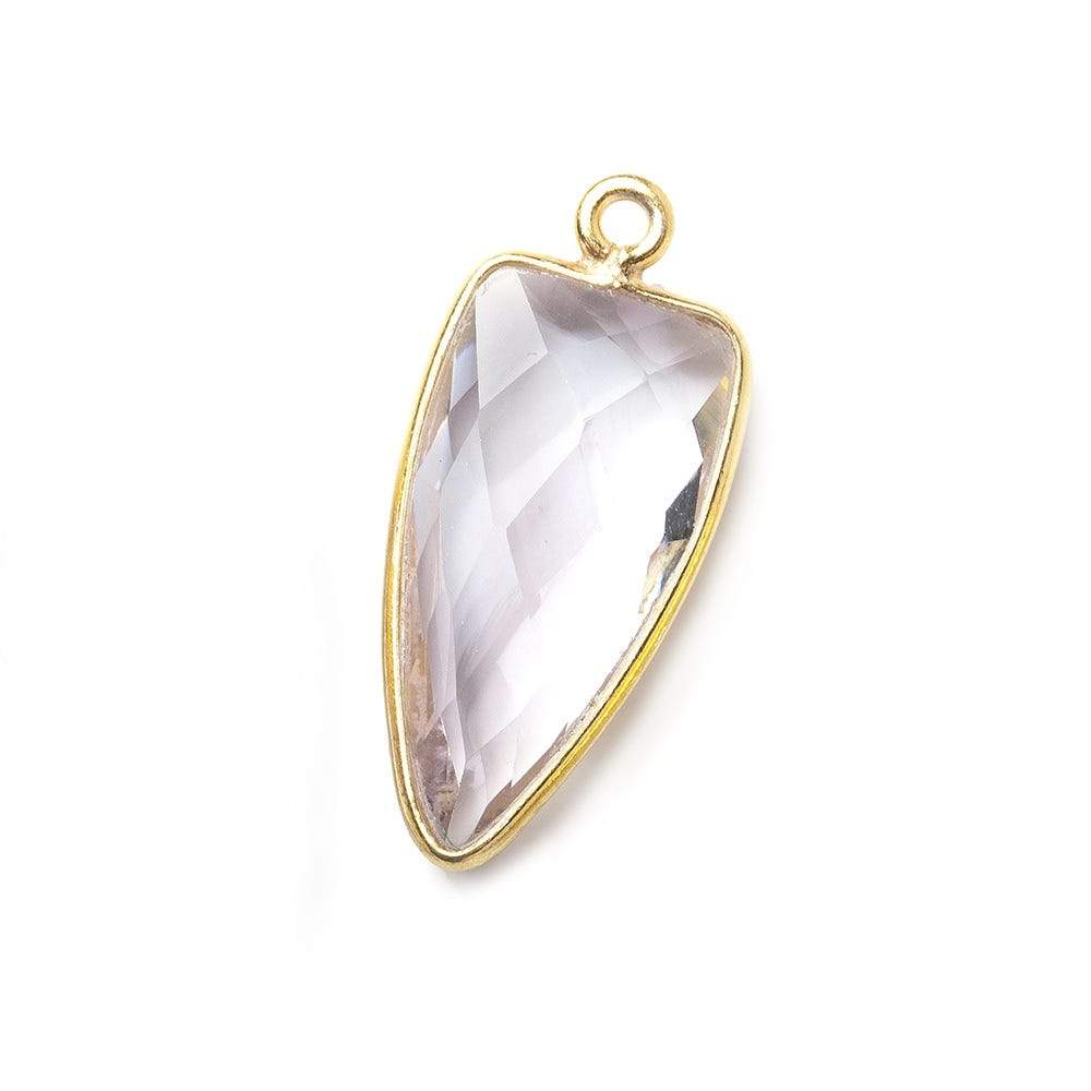21x11mm Vermeil Bezel Pink Amethyst faceted point 1 focal bead - Beadsofcambay.com