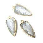 21x11mm Vermeil Bezel Platinum Grey Moonstone faceted point 1 focal bead - Beadsofcambay.com