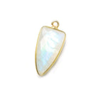 21x11mm Vermeil Bezel Rainbow Moonstone faceted point 1 focal bead - Beadsofcambay.com
