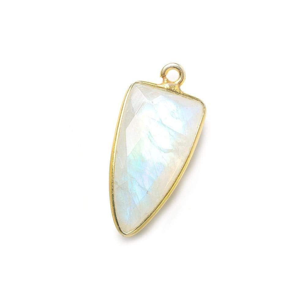 21x11mm Vermeil Bezel Rainbow Moonstone faceted point 1 focal bead - Beadsofcambay.com