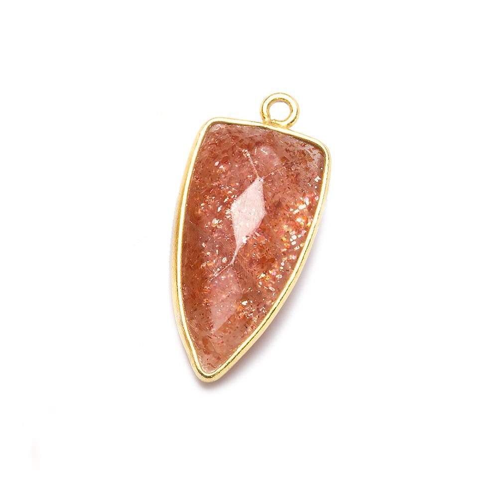 21x11mm Vermeil Bezel Sunstone faceted point 1 focal bead - Beadsofcambay.com