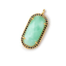 21x11mm Vermeil & Black CZ Bezel Chrysoprase Oval Pendant 1 Focal Bead - Beadsofcambay.com