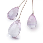 21x13-26x16mm Pink Amethyst Checkerboard Faceted Tear Drop Focal Beads Set of 3 - Beadsofcambay.com