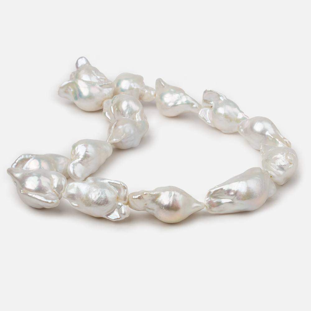 21x13-30x17mm Off White Ultra Baroque Freshwater Pearl 15 inch 15 pieces A - Beadsofcambay.com
