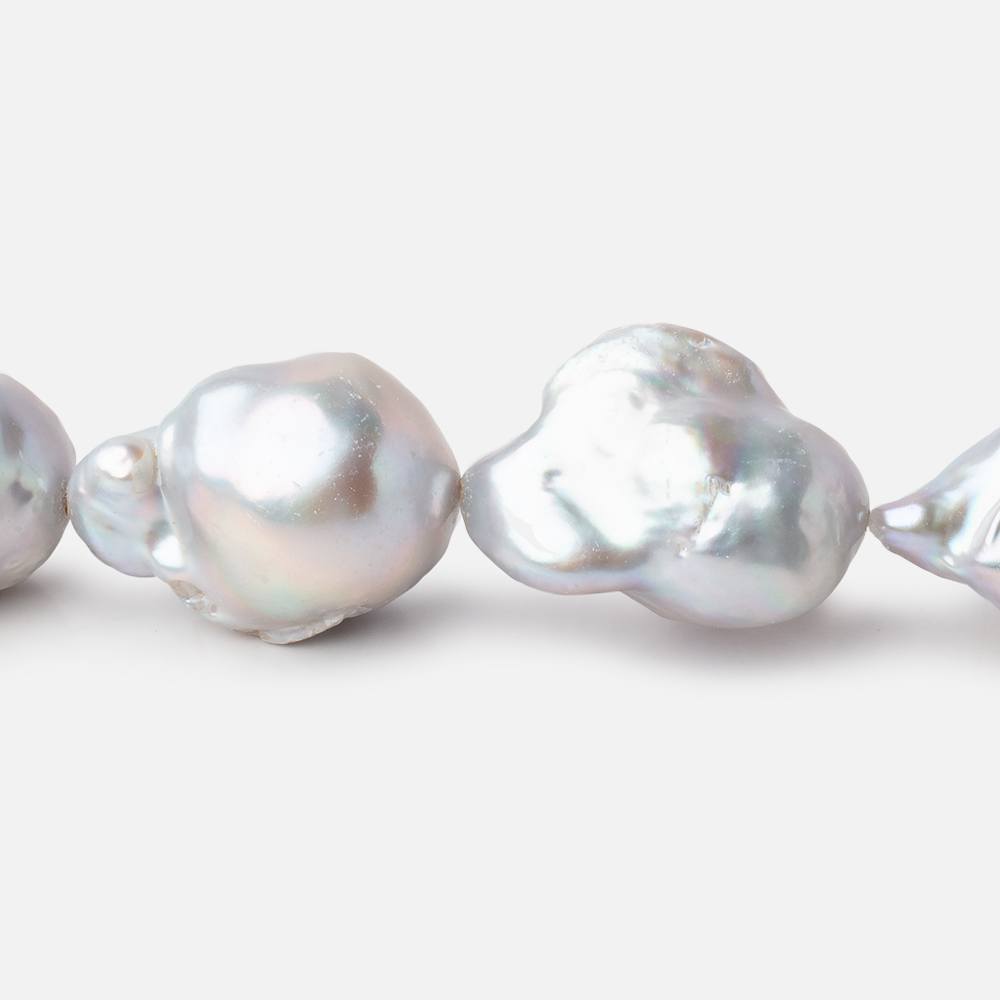 21x13-31x15mm Silver Ultra Baroque Freshwater Pearls 16 inch 16 pieces AA - Beadsofcambay.com