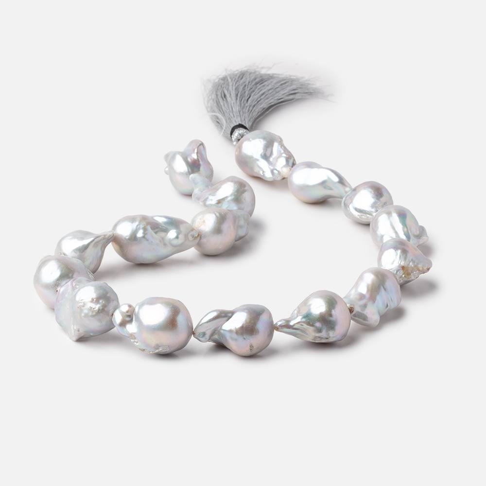 21x13-31x15mm Silver Ultra Baroque Freshwater Pearls 16 inch 16 pieces AA - Beadsofcambay.com