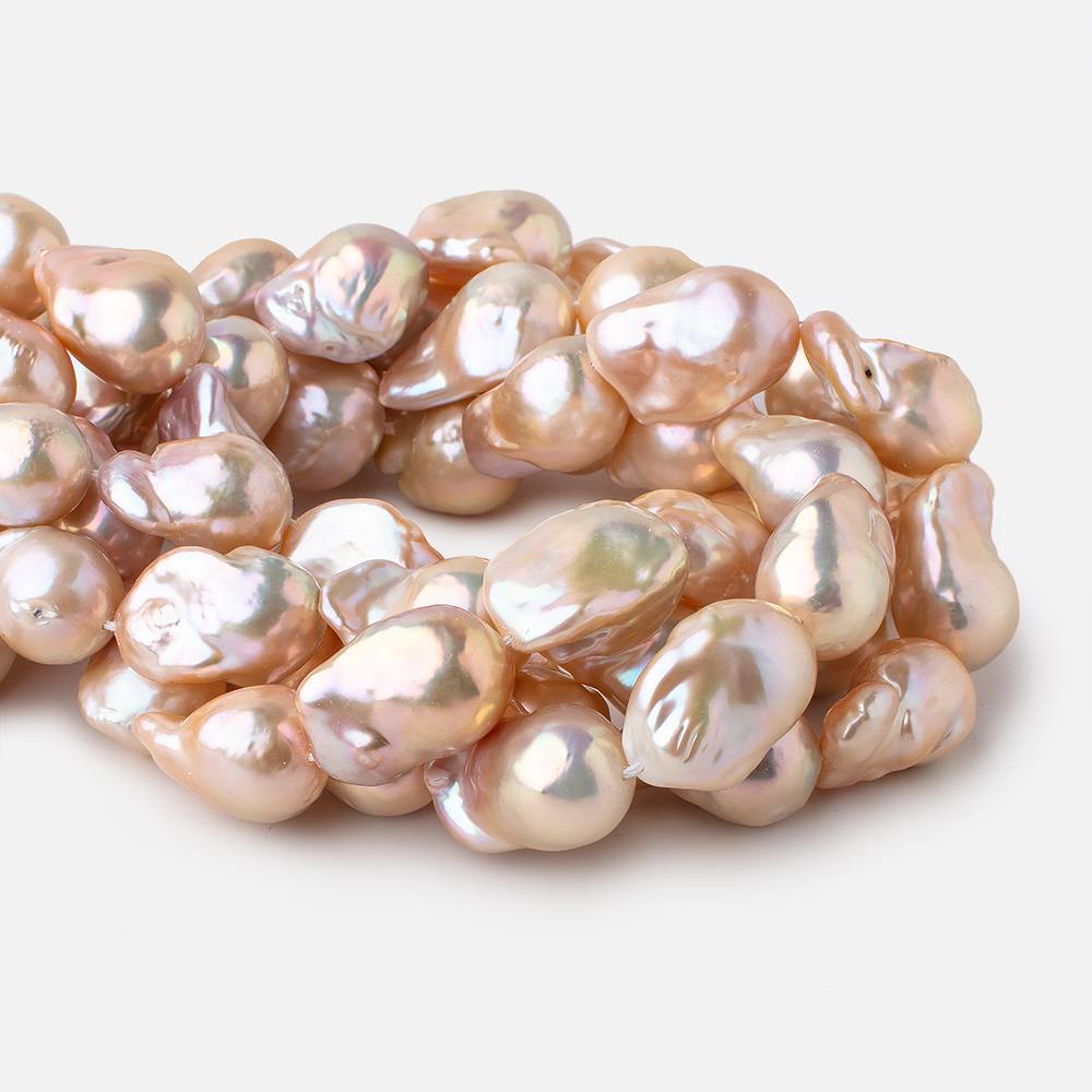 21x14-24x15mm Peach Ultra Baroque Freshwater Pearls 18 inch 18 pieces - Beadsofcambay.com