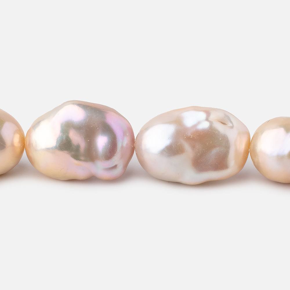 21x14-24x15mm Peach Ultra Baroque Freshwater Pearls 18 inch 18 pieces - Beadsofcambay.com