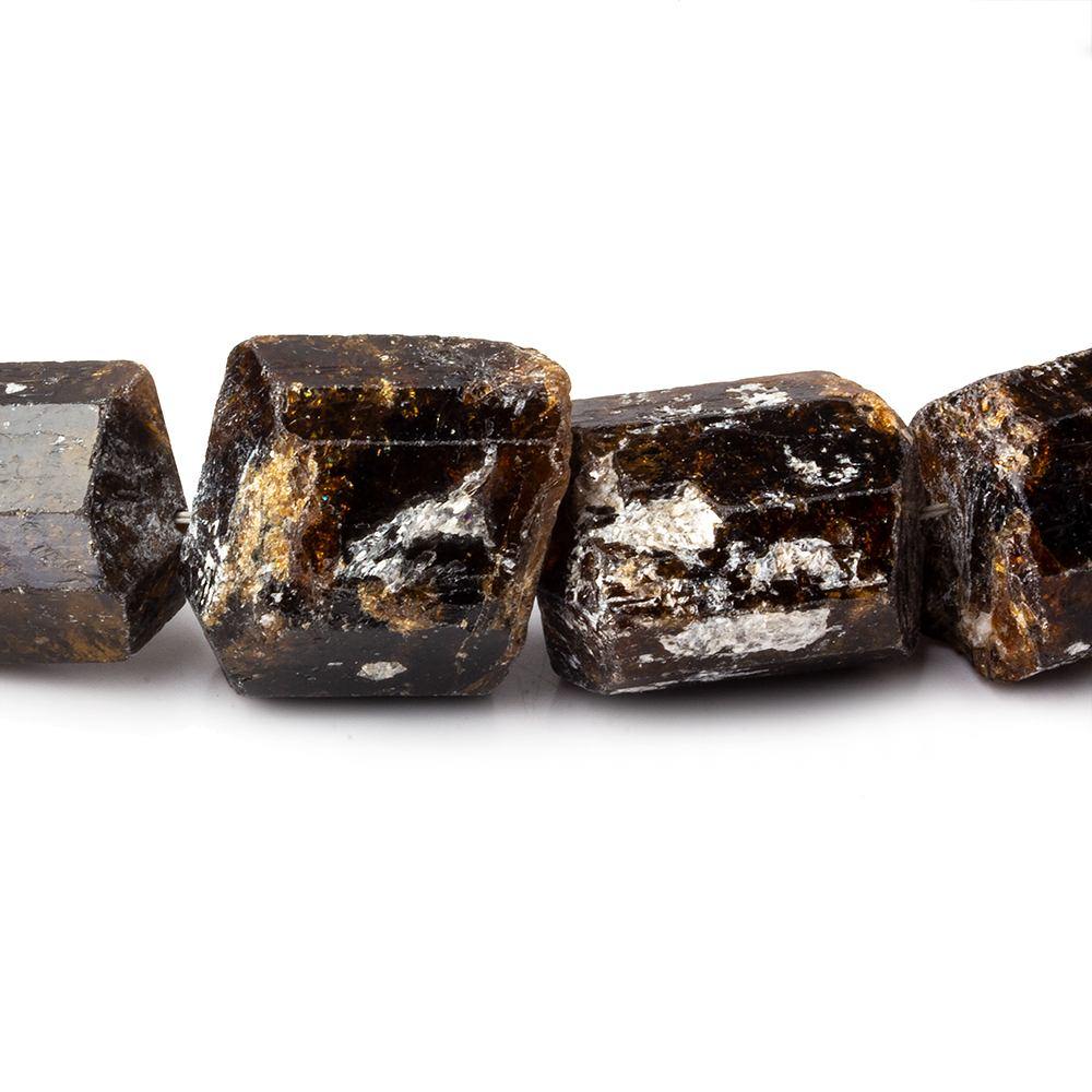 21x14-26x16mm Chocolate Tourmaline Straight Drill Natural Crystal 15 Beads - Beadsofcambay.com
