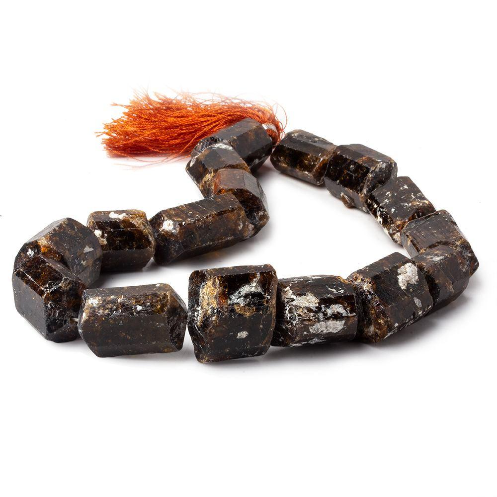 21x14-26x16mm Chocolate Tourmaline Straight Drill Natural Crystal 15 Beads - Beadsofcambay.com