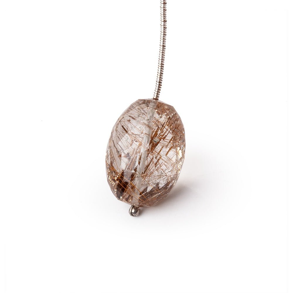 21x14mm Rutilated Quartz Faceted Nugget Focal Bead 1 piece - Beadsofcambay.com