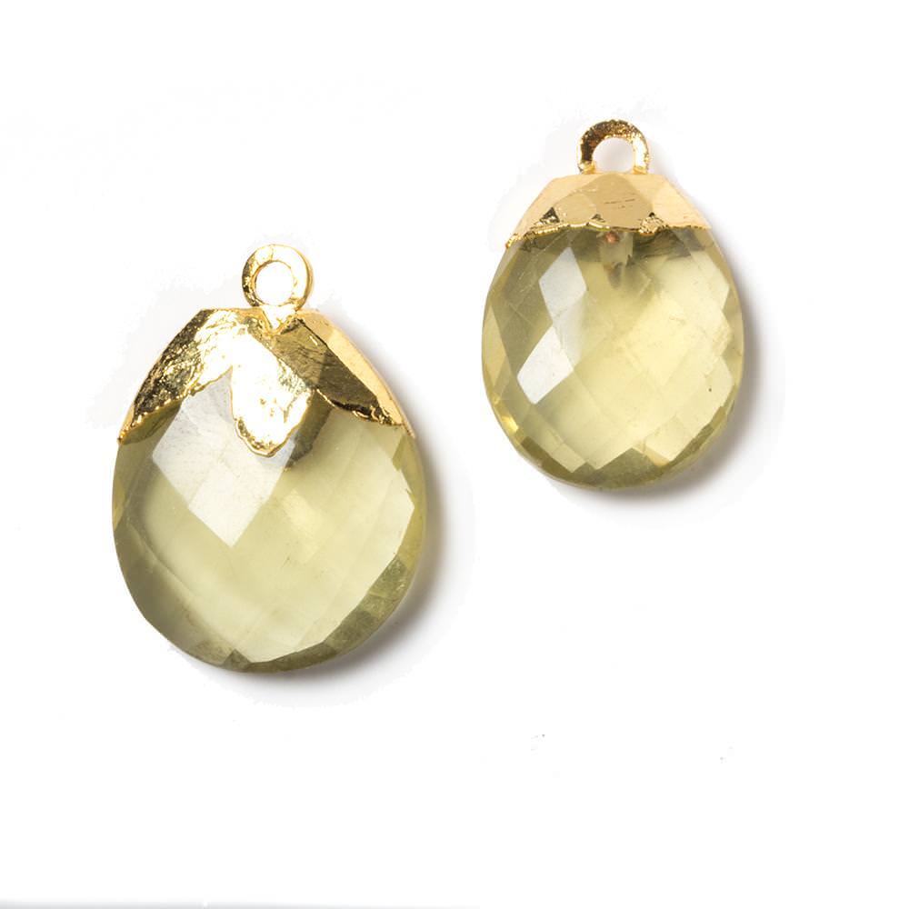 21x14mm to 23x17mm Gold Leafed Lemon Quartz Pendant Set of 2 - Beadsofcambay.com