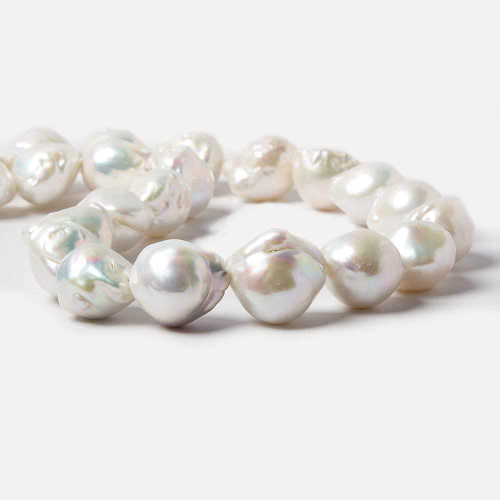 21x15-28x15mm White Ultra Baroque Freshwater Pearls 16 inch 17 pcs - Beadsofcambay.com