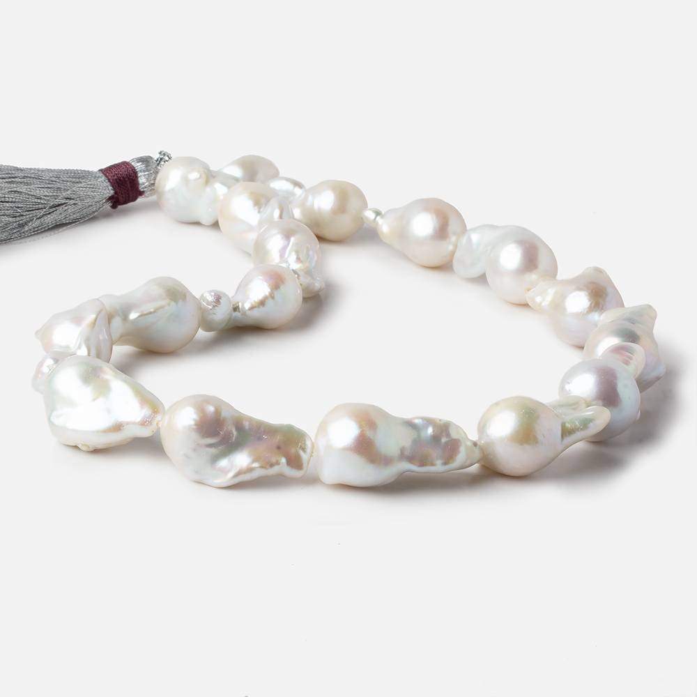 21x15-28x15mm White Ultra Baroque Freshwater Pearls 16 inch 17 pcs - Beadsofcambay.com
