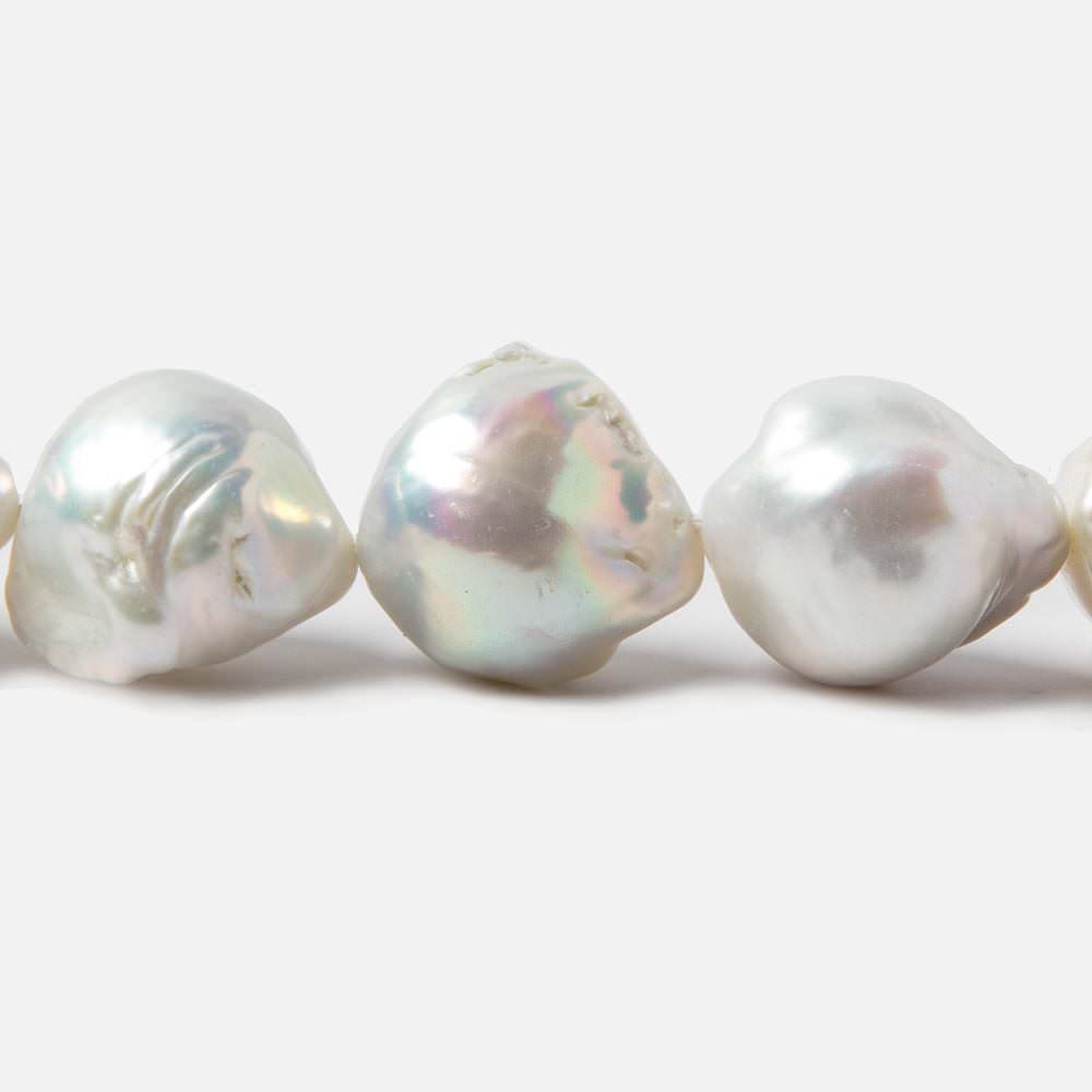 21x15-28x15mm White Ultra Baroque Freshwater Pearls 16 inch 17 pcs - Beadsofcambay.com