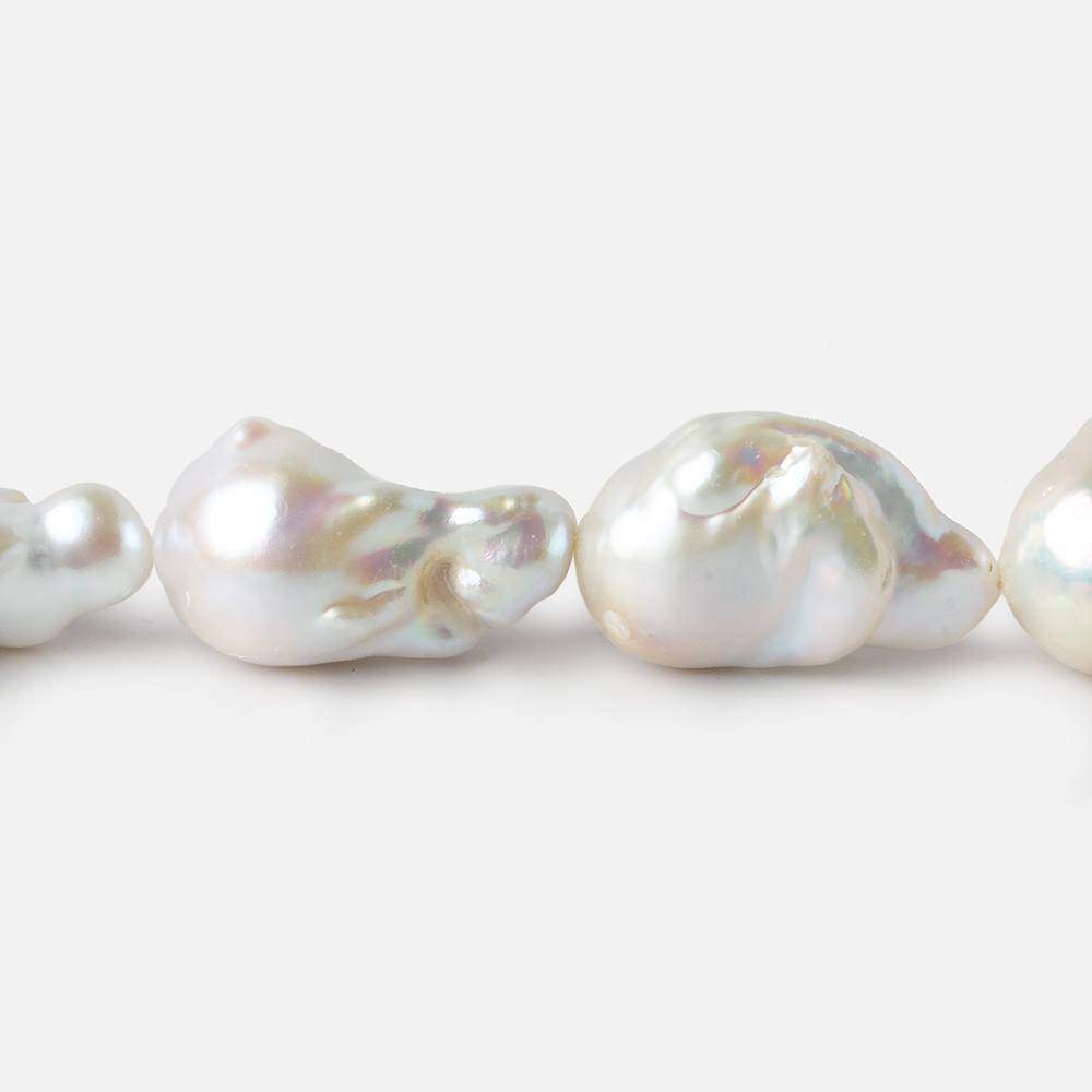 21x15-28x15mm White Ultra Baroque Freshwater Pearls 16 inch 17 pcs - Beadsofcambay.com