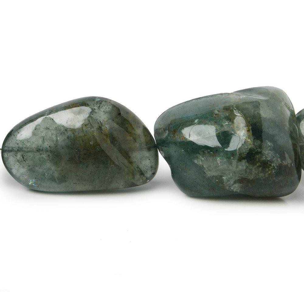 21x15.5-33x26mm Moss Aquamarine plain nugget Beads 18 inch 16 pieces - Beadsofcambay.com