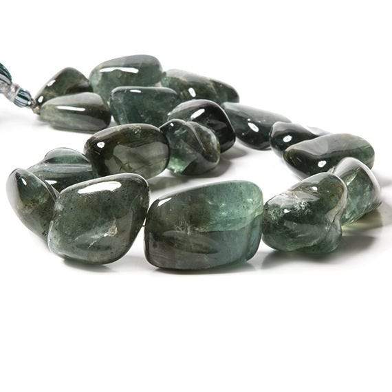 21x15.5-33x26mm Moss Aquamarine plain nugget Beads 18 inch 16 pieces - Beadsofcambay.com