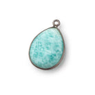 21x15mm Black Gold .925 Bezel Amazonite Plain Pear Pendant 1 Focal Bead - Beadsofcambay.com