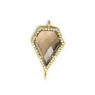 21x15mm Gold CZ Bezel & Smoky Quartz Modified Shield Connector 1 piece - Beadsofcambay.com