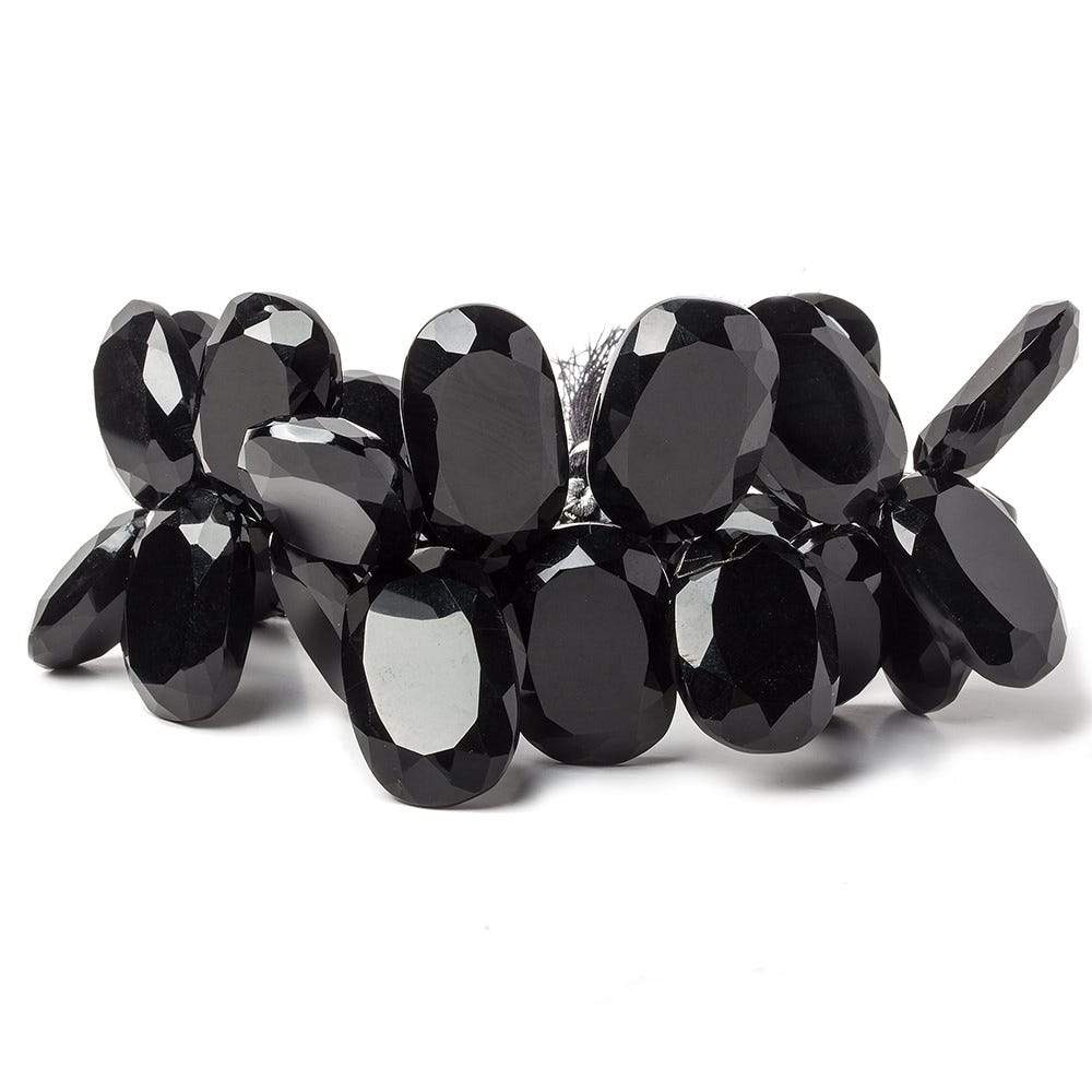 21x16-26x16mm Black Chalcedony Top Drilled Bevel Faceted Oval Beads 8 inch 27 pcs - Beadsofcambay.com