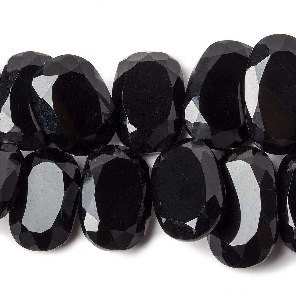 21x16-26x16mm Black Chalcedony Top Drilled Bevel Faceted Oval Beads 8 inch 27 pcs - Beadsofcambay.com